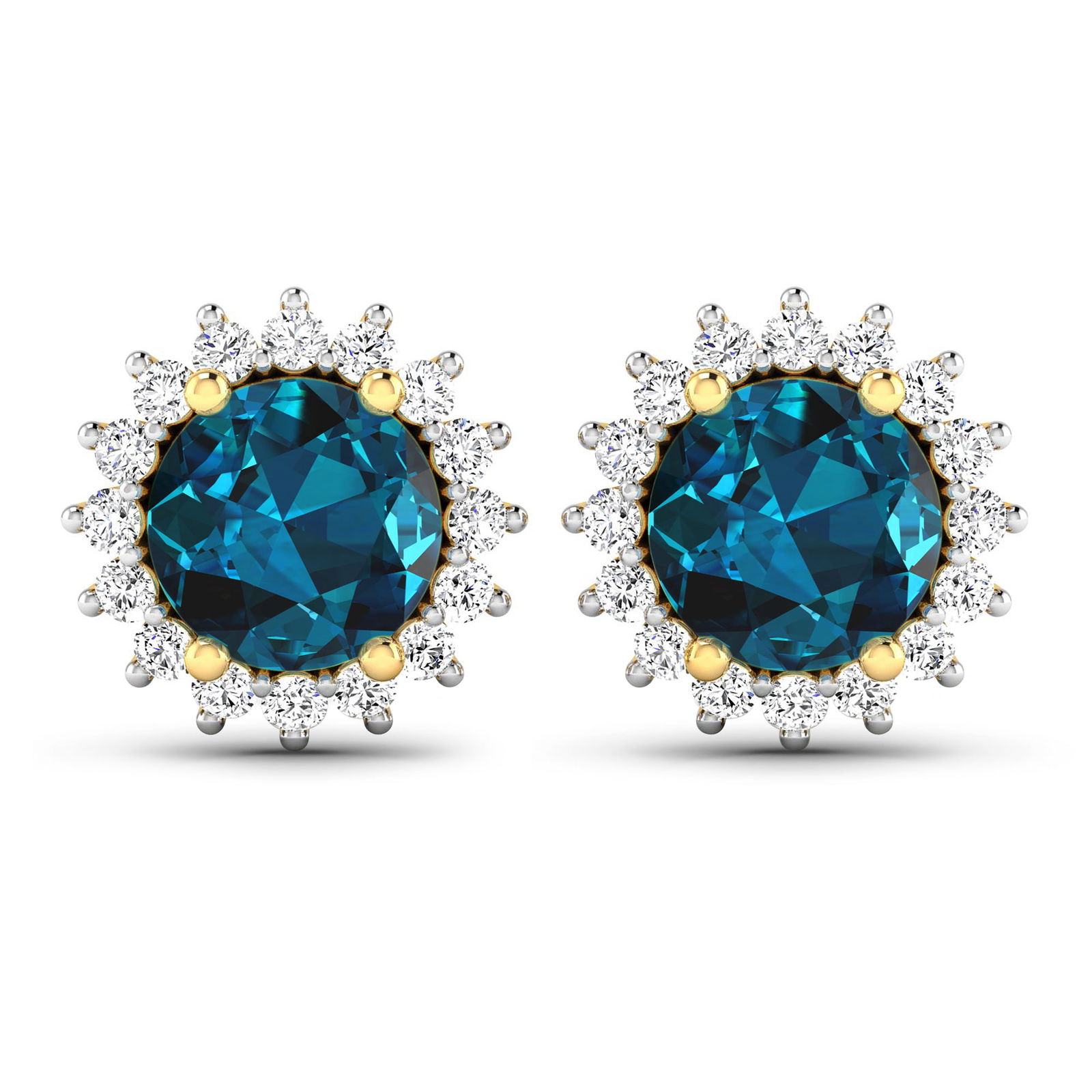 14KT Yellow Gold 1.6ctw London Blue Topaz and Diamond Earrings (1 of 4)