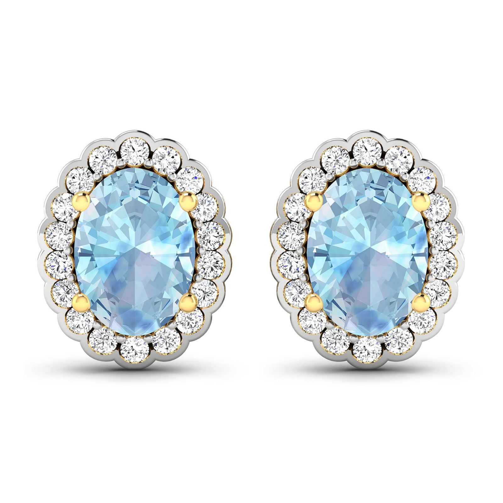 14KT Yellow Gold 1.02ctw Aquamarine and Diamond Earrings (1 of 4)