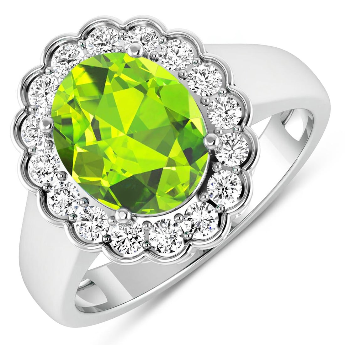 14KT White Gold 2.3ctw Peridot and Diamond Ring (1 of 4)