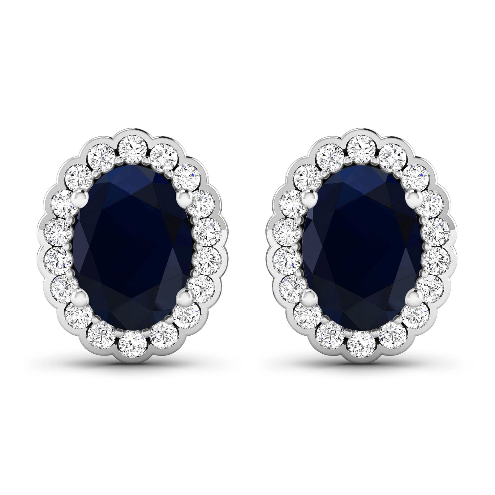 14KT White Gold 1.5ctw Blue Sapphire and Diamond Earrings (1 of 4)