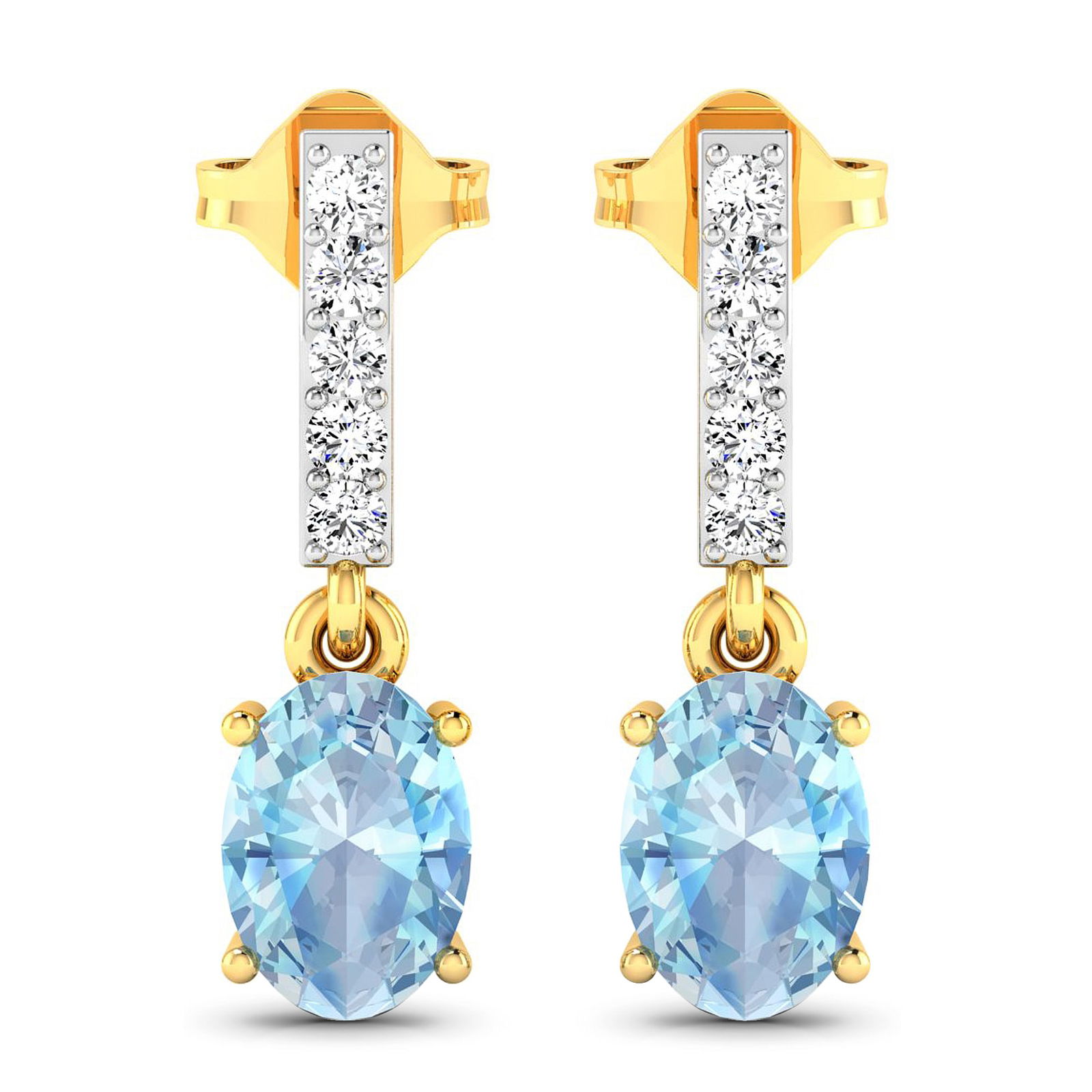 14KT Yellow Gold 1.02ctw Aquamarine and Diamond Earrings (1 of 4)