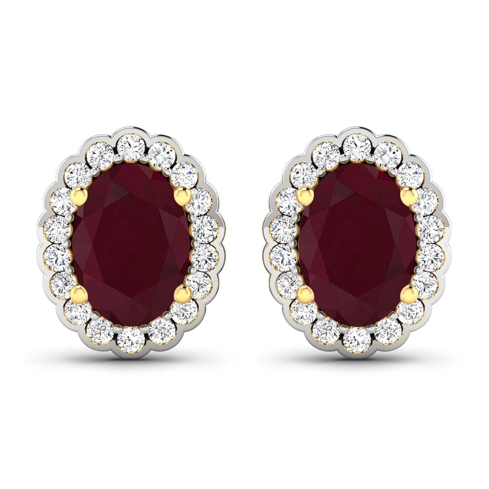 14KT Yellow Gold 1.7ctw Ruby and Diamond Earrings (1 of 4)
