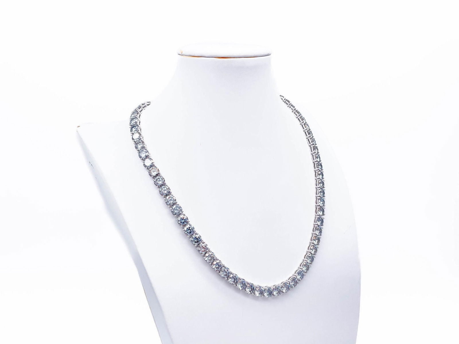 18KT White Gold Plated 69ctw Steel Blue Gray Fire Moissanite Tennis Necklace (1 of 9)