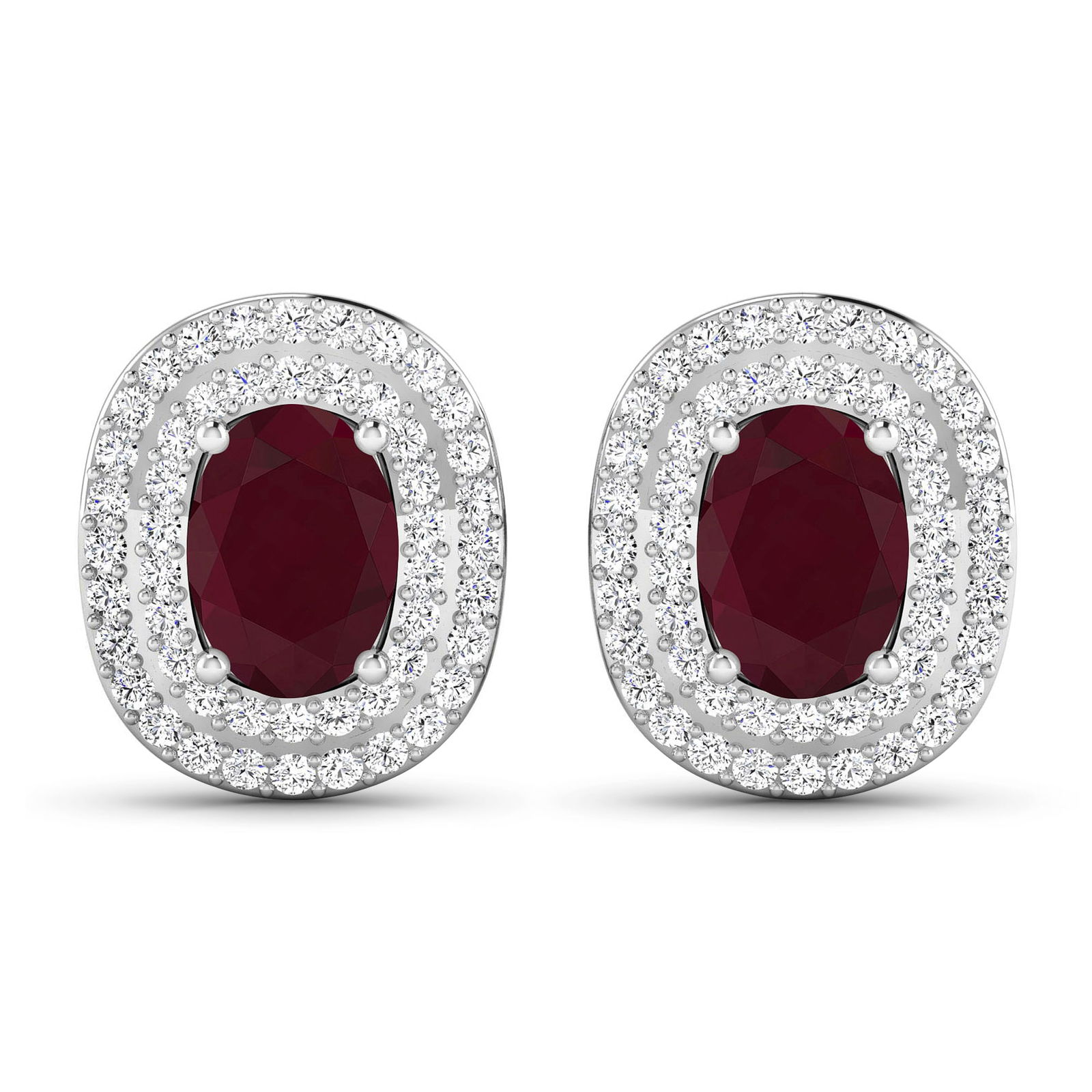 14KT White Gold 1.7ctw Ruby and Diamond Earrings (1 of 4)