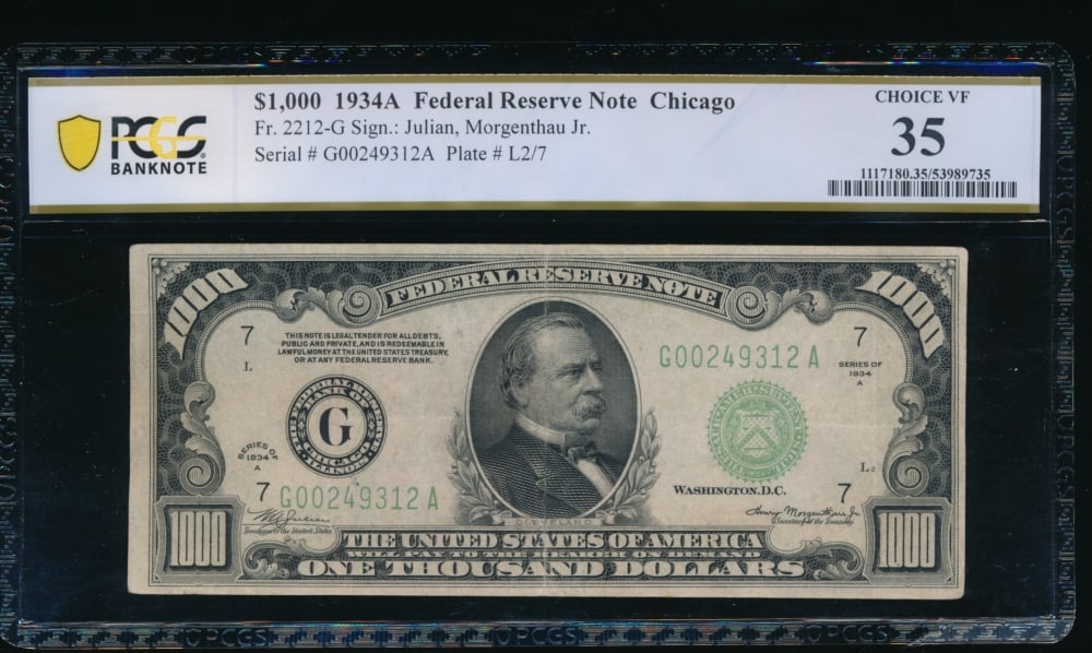 1934A $1000 Chicago FRN PCGS 35 (1 of 2)