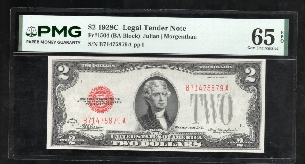 1928C $2 Legal Tender Note PMG 65EPQ (1 of 2)