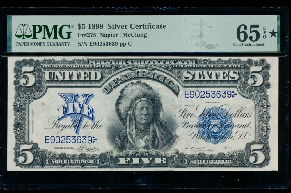 1899 $5 Chief Silver Certificate PMG 65EPQ (1 of 2)