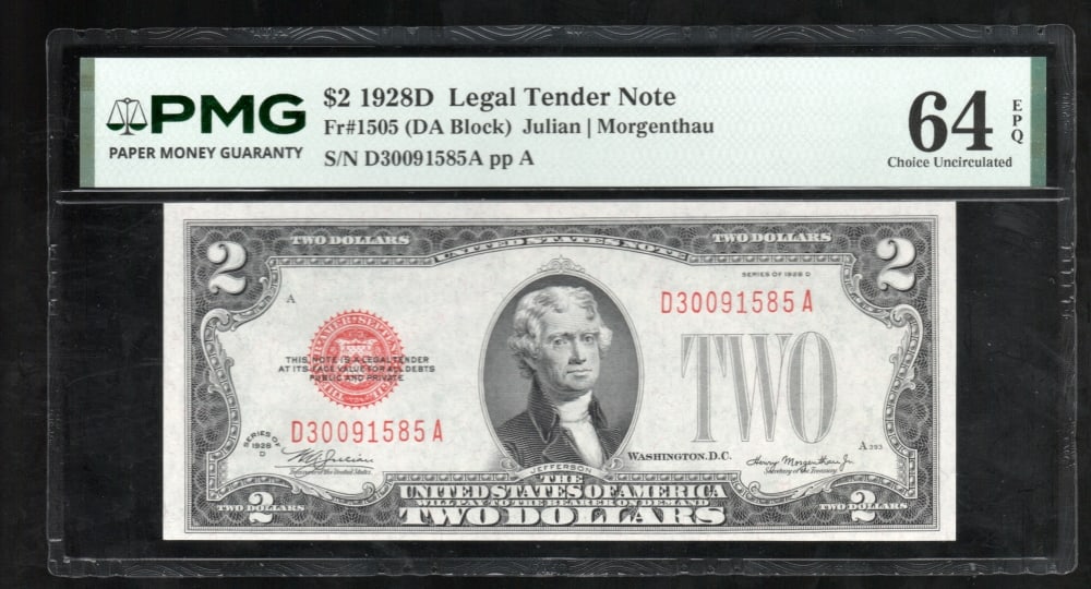 1928D $2 Legal Tender Note PMG 64EPQ (1 of 2)
