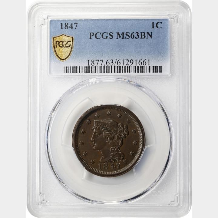 1847 Braided Hair Cent PCGS MS63BN (1 of 2)