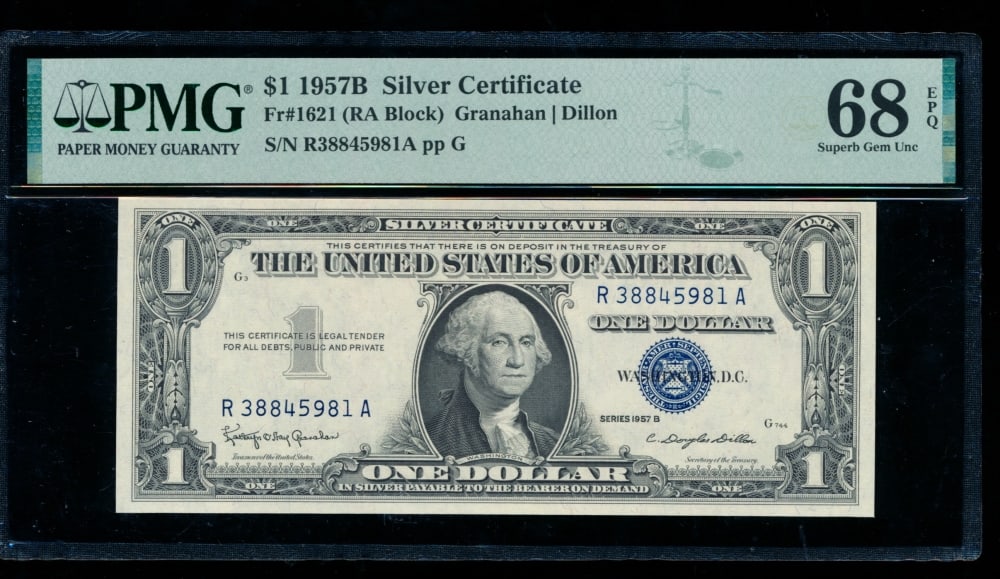 1957B $1 Silver Certificate PMG 68EPQ (1 of 2)