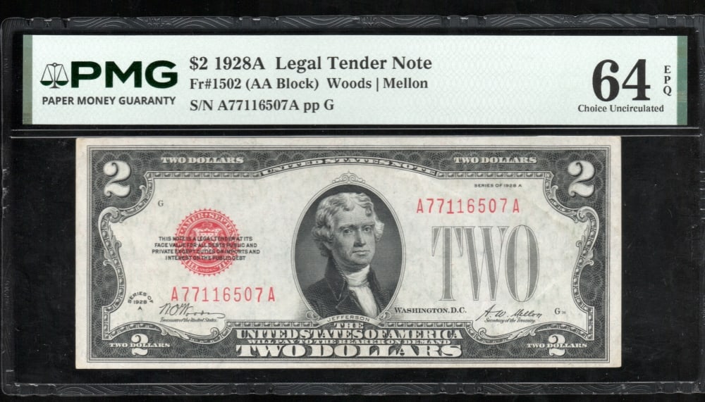 1928A $2 Legal Tender Note PMG 64EPQ (1 of 2)