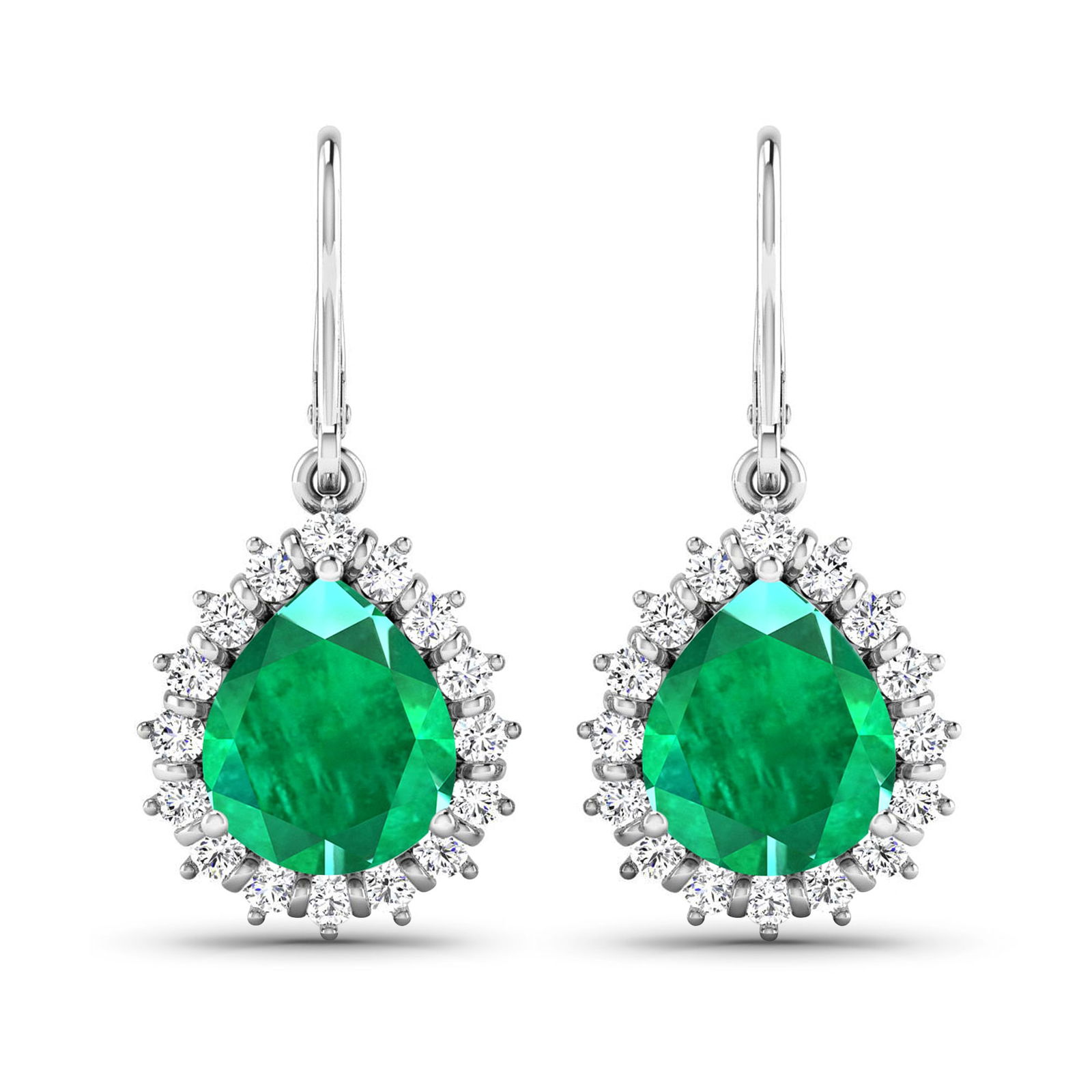 14KT White Gold 2.88ctw Zambian Emerald and Diamond Earrings (1 of 4)