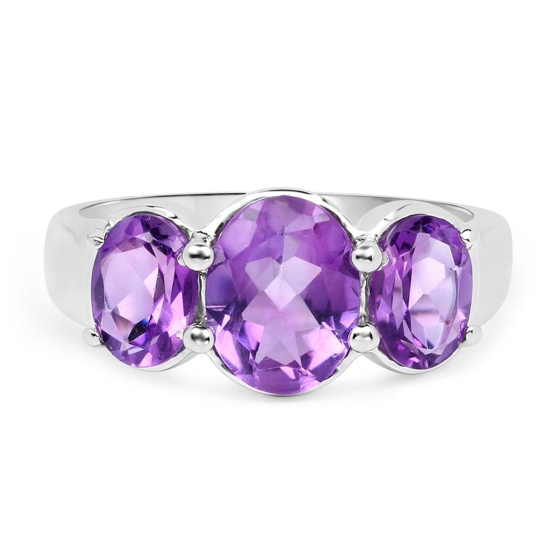 Sterling Silver 3.20ctw Amethyst Ring - 3