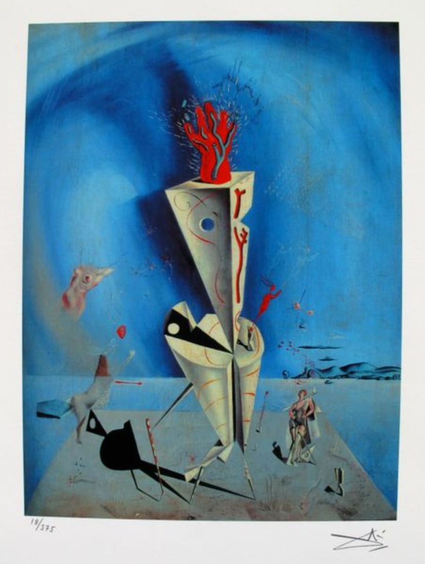 Salvador Dali APARATUS AT HAND Facsimile Signed & Numbered Giclee: This is a limited edition giclee titled APARATUS AT HAND by Salvador Dali. This piece is facsimile signed on the lower right. Pencil numbered from an edition of 375. Paper measures 15 inches x 11