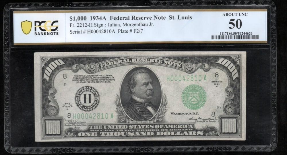 1934A $1000 St Louis FRN PCGS 50 (1 of 2)