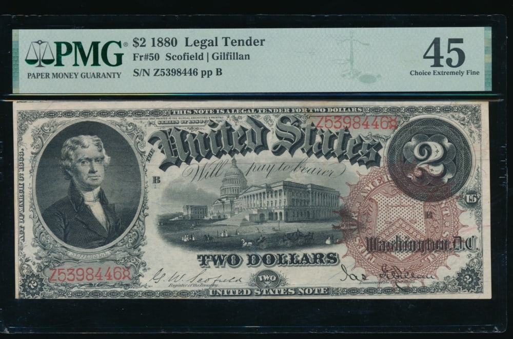 1880 $2 Legal Tender Note PMG 45 (1 of 2)