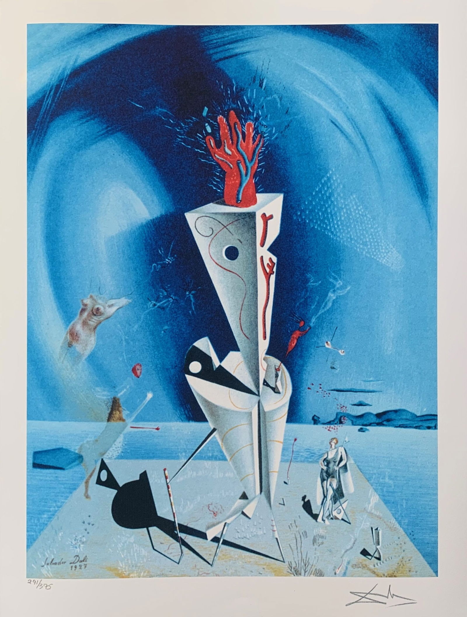Salvador Dali APPARATUS & HAND Facsimile Signed Limited Edition Giclee: This is a limited edition giclee titled APPARATUS AND HAND by Salvador Dali. This piece is facsimile signed on the lower right. Pencil numbered from an edition of 375. Paper measures 17 inches x 24