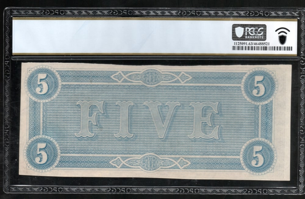 1864 $5 T-69 Confederate PCGS 63PPQ - 2