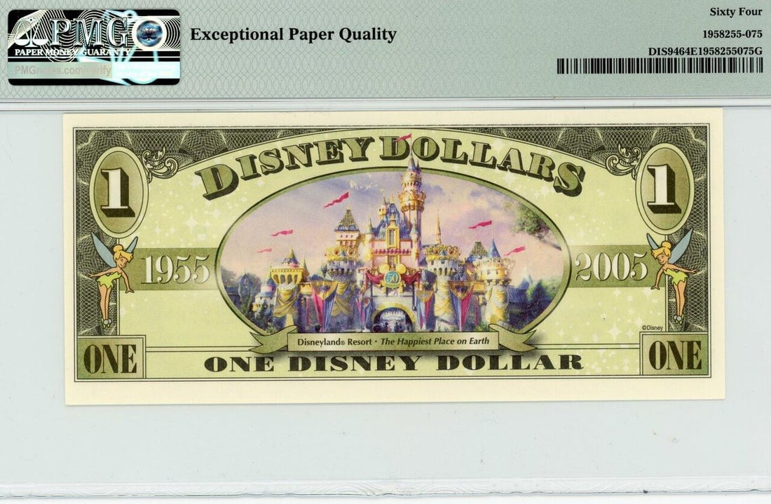 2005 $1 Dumbo Disney Dollar PMG 64EPQ - 2