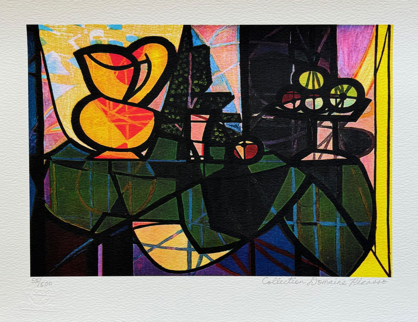 Pablo Picasso PITCHER AND BOWL OF FRUIT Estate Signed Limited Edition Giclee: This is a PABLO PICASSO (ESTATE COLLECTION DOMAINE) (1881-1973) small giclee titled PITCHER AND BOWL OF FRUIT. This piece is pencil signed on the lower right as Collection Domaine Picasso and has an