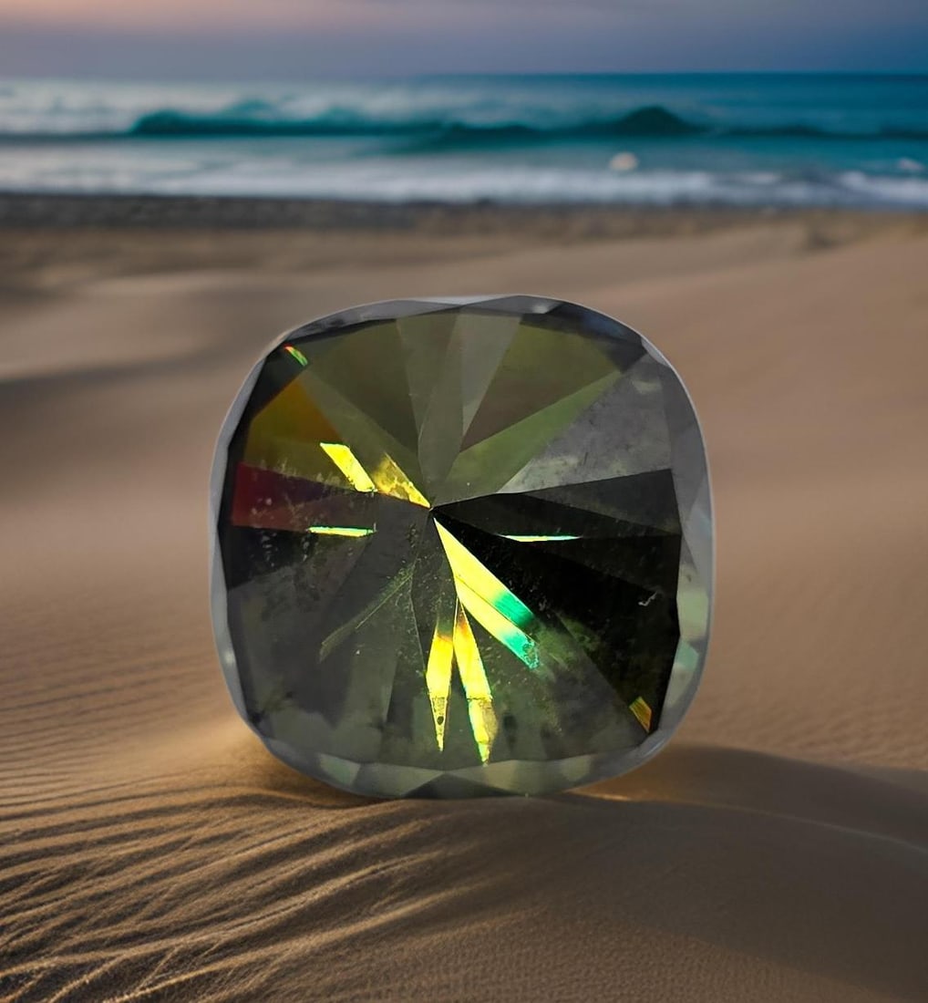 Huge Exceptional 16.5 Ct Sparkling Green Lab Simulated Diamond - 3