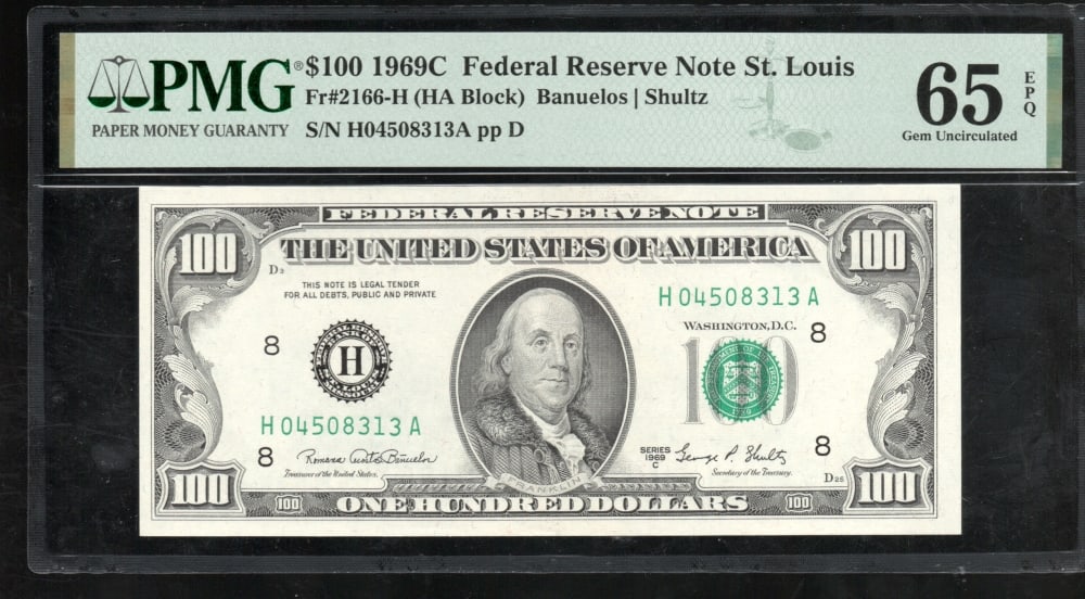 1969C $100 St Louis FRN PMG 65EPQ (1 of 2)