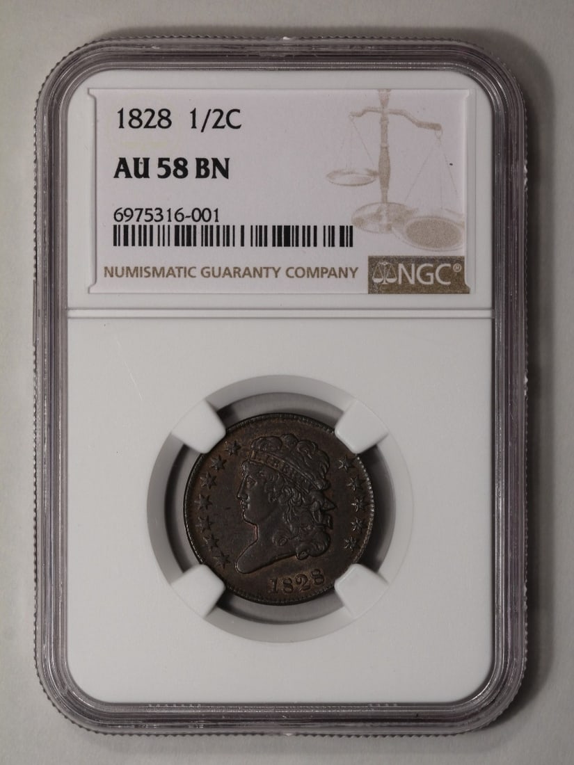 1828 Classic Head Half Cent NGC AU58BN (1 of 2)