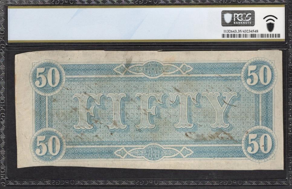 1864 $50 T-66 Confederate PCGS 35 - 2