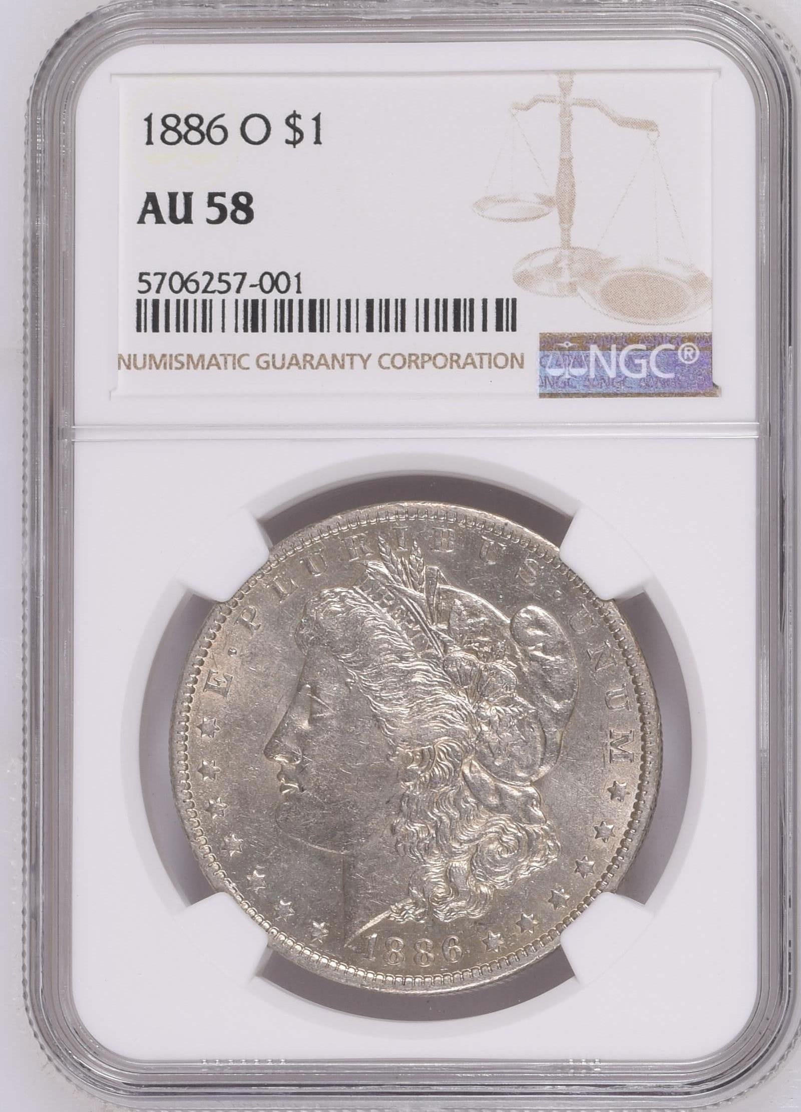 1886-O $1 Morgan Silver Dollar NGC AU58 (1 of 2)