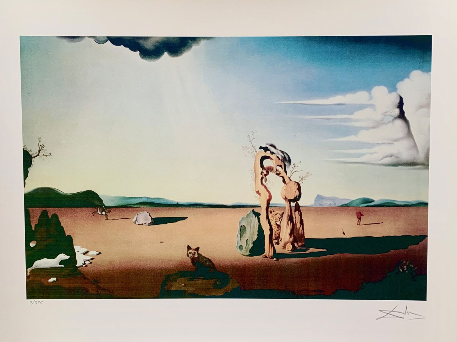 Salvador Dali FEMME DANS DESERT Facsimile Signed Limited Edition Giclee: This is a limited edition giclee titled Femme Dans Desert by Salvador Dali. This piece is facsimile signed on the lower right. Pencil numbered from an edition of 375. Paper measures 18 inches x 24