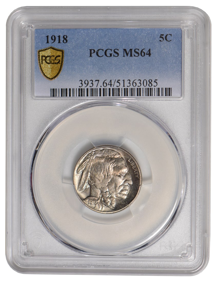 1918 Buffalo Nickel PCGS MS64: One 1918 Buffalo Nickel PCGS MS64.