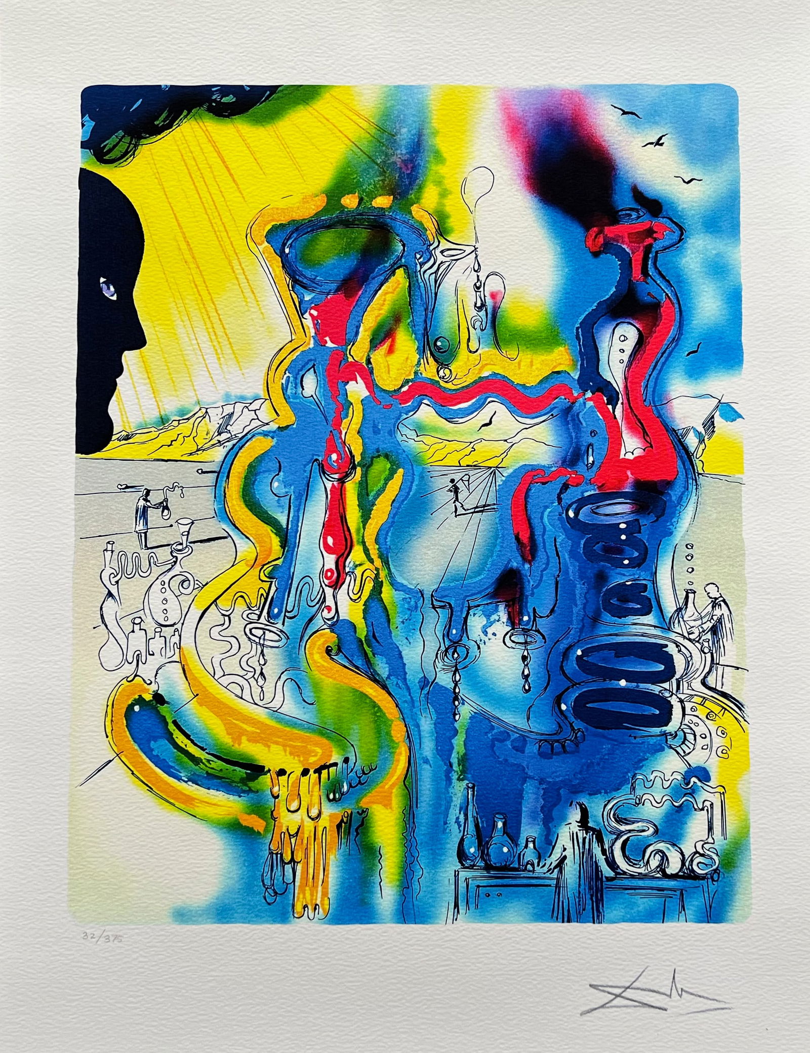 Salvador Dali THE ALCHEMIST Facsimile Signed & Numbered Giclee: This is a limited edition giclee titled THE ALCHEMIST by Salvador Dali. This piece is facsimile signed on the lower right. Pencil numbered from an edition of 375. Paper measures 24 inches x 17 inches.