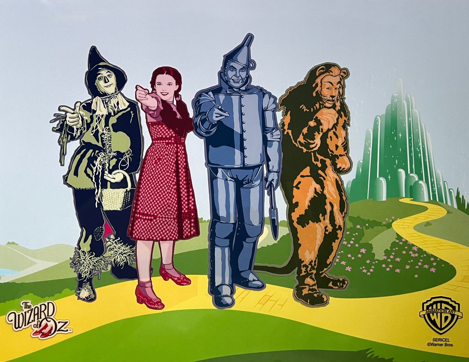 THE WIZARD OF OZ Limited Edition Sericel Warner Bros Animation Art: This is a Limited Edition Sericel from Warner Bros of The Wizard of Oz. This fantastic animation features Dorothy, The Scarecrow, The Cowardly Lion, and The Tin Man. This Cel measures 11 inches x 14 i