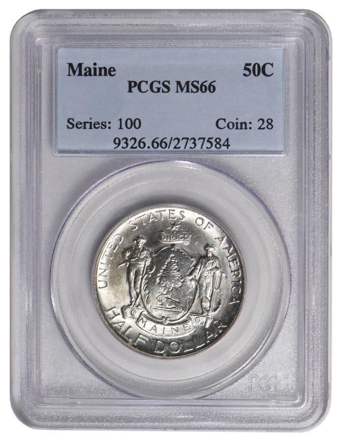 1920 Maine Commemorative Half Dollar PCGS MS66: One 1920 Maine Commemorative Half Dollar PCGS MS66.