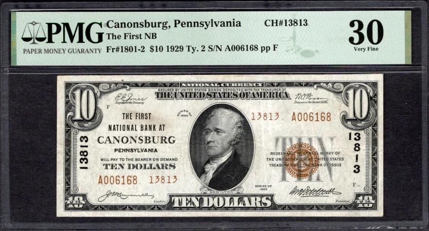 1929 $10 Canonsburg PA National PMG 30 (1 of 2)