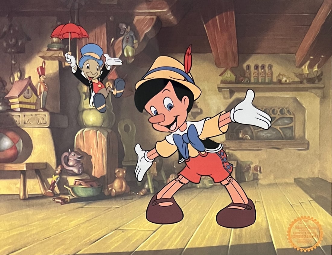 Disney PINOCCHIO Limited Edition Sericel Animation Art: This is a Disney Limited Edition Serigraph Cel of Pinocchio. From Walt Disney Studios. Disneys own artists have selected this scene from the original animation drawings used to produce this classic 19