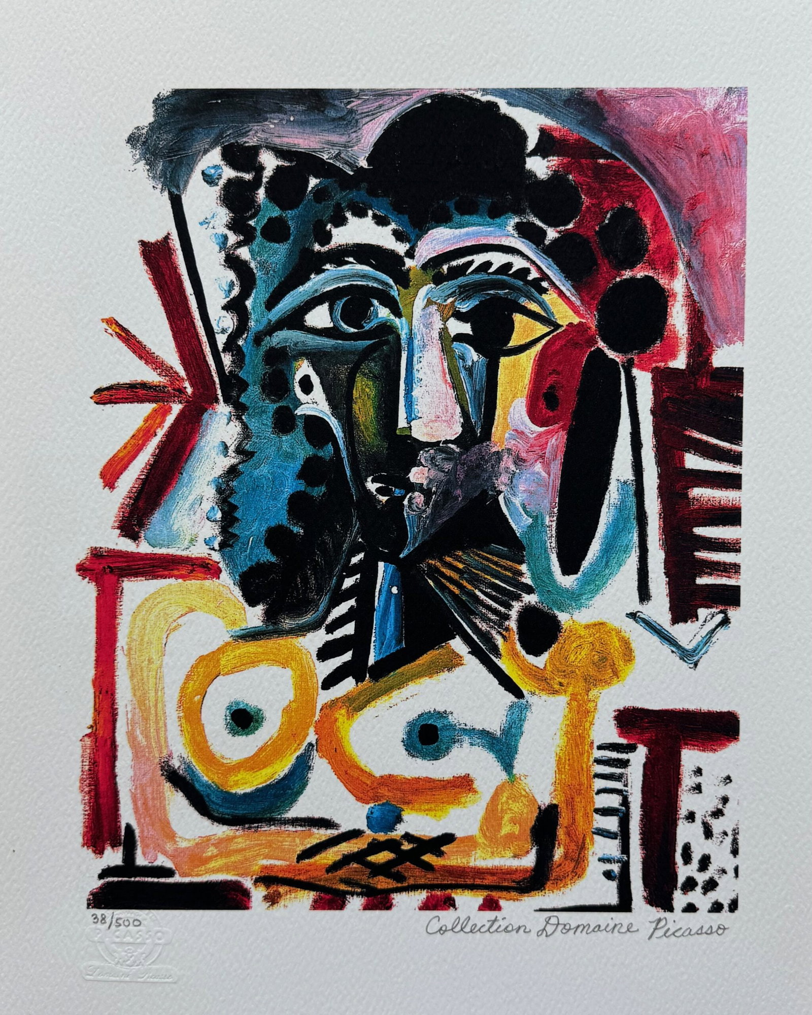 Pablo Picasso BUSTO DE MUJER Estate Signed Limited Edition Giclee: This is a PABLO PICASSO (ESTATE COLLECTION DOMAINE) giclee titled BUSTO DE MUJER. This piece is pencil signed on the lower right as Collection Domaine Picasso and has an embossed seal stamped by the P