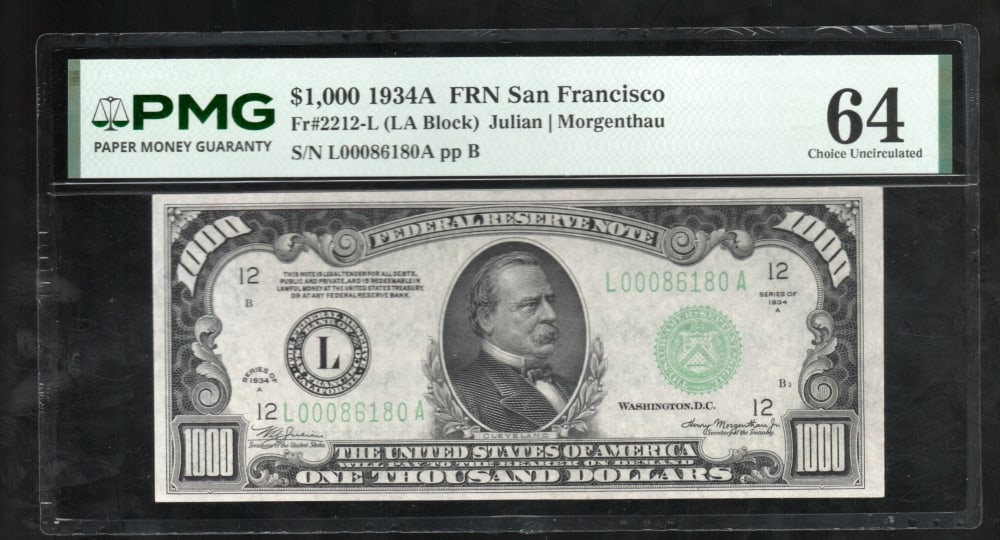 1934A $1000 San Francisco FRN PMG 64 (1 of 2)