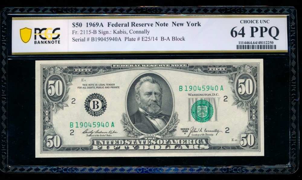 1969A $50 New York FRN PCGS 64PPQ (1 of 2)