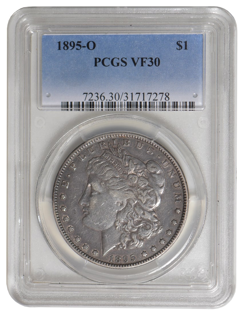 1895-O $1 Morgan Silver Dollar PCGS VF30: One 1895-O $1 Morgan Silver Dollar PCGS VF30.