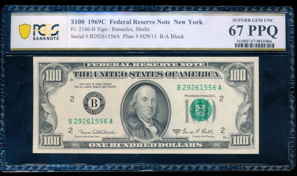 1969C $100 New York FRN PCGS 67PPQ (1 of 2)