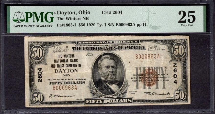 1929 $50 Dayton OH National PMG 25 (1 of 2)