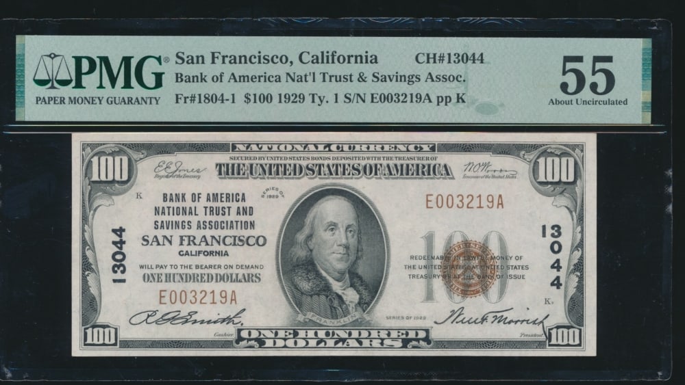1929 $100 San Francisco CA National PMG 55 (1 of 2)