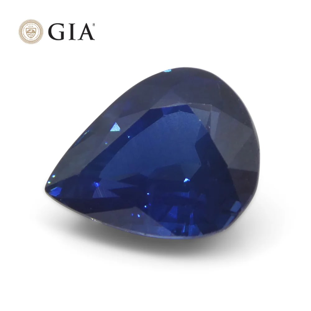 Gorgeous GIA Certified 2.42 Ct Natural Sapphire: This 2.42 Ct Blue Sapphire is a VVs1 Near Flawless Pear Cut Solitaire Measuring at 8.93 x 7.22 x 4.80 mm. It displays a medium deep blue hue and strong saturation. This investment-grade gemstone is re