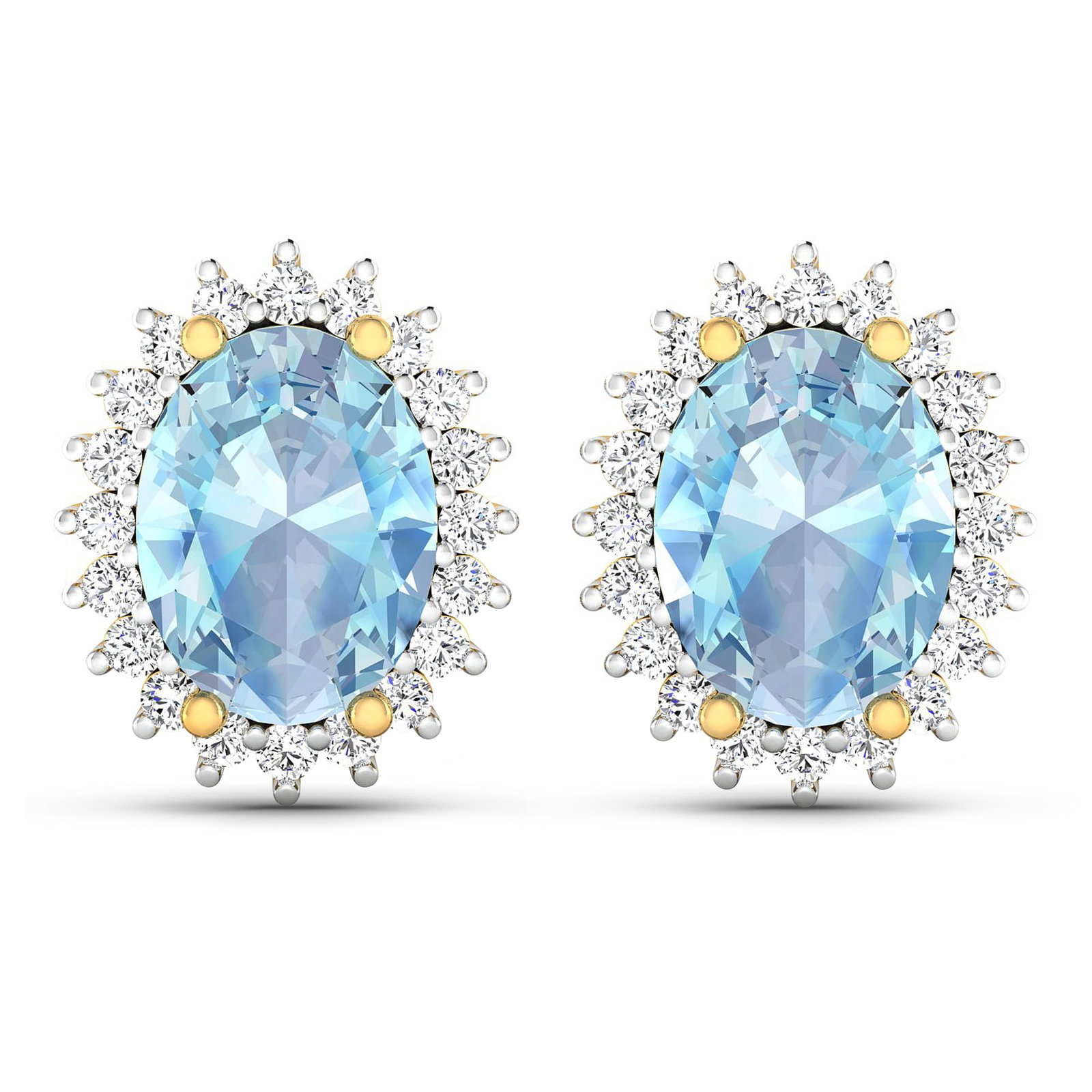 14KT Yellow Gold 1.92ctw Aquamarine and Diamond Earrings (1 of 4)