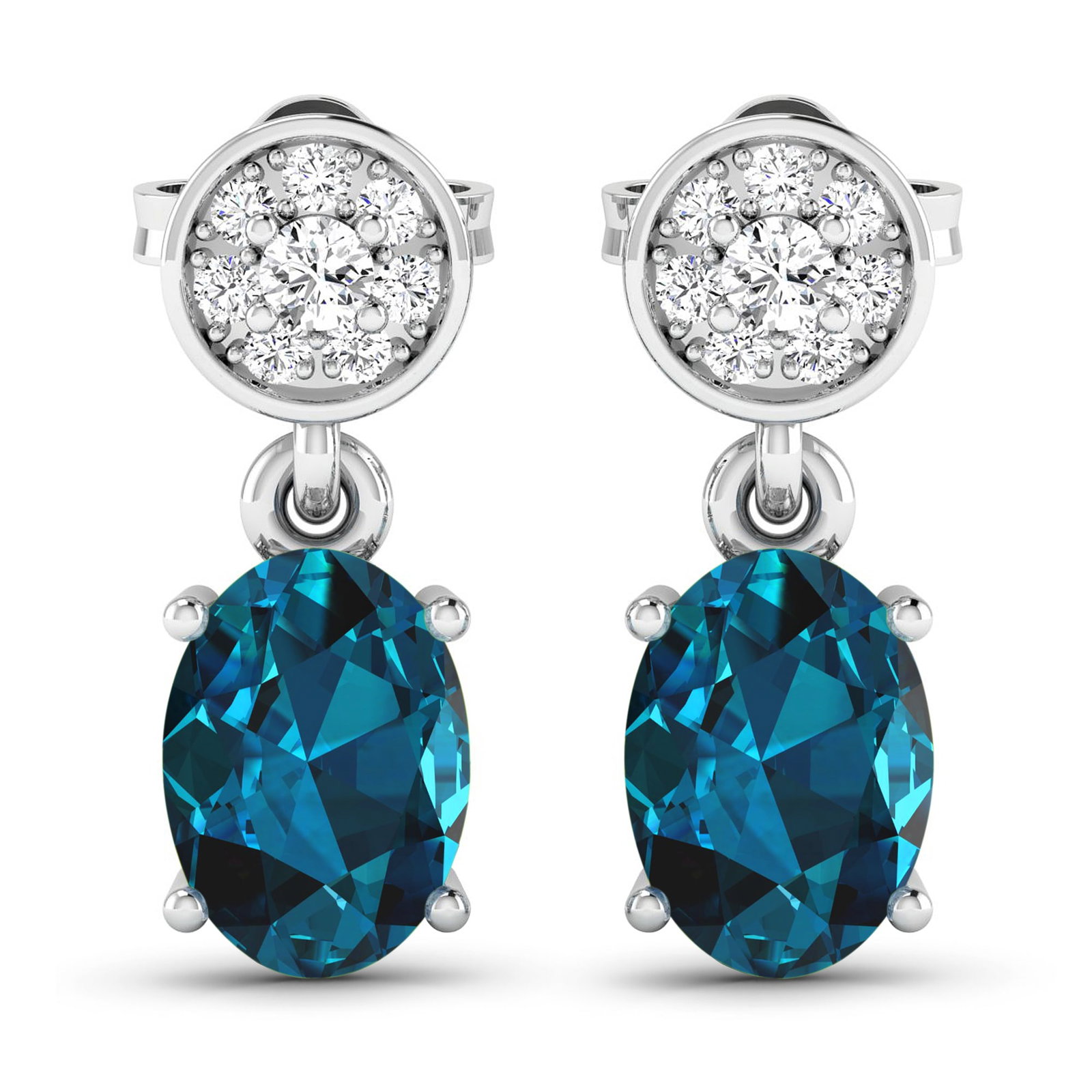14KT White Gold 1.4ctw London Blue Topaz and Diamond Earrings (1 of 4)