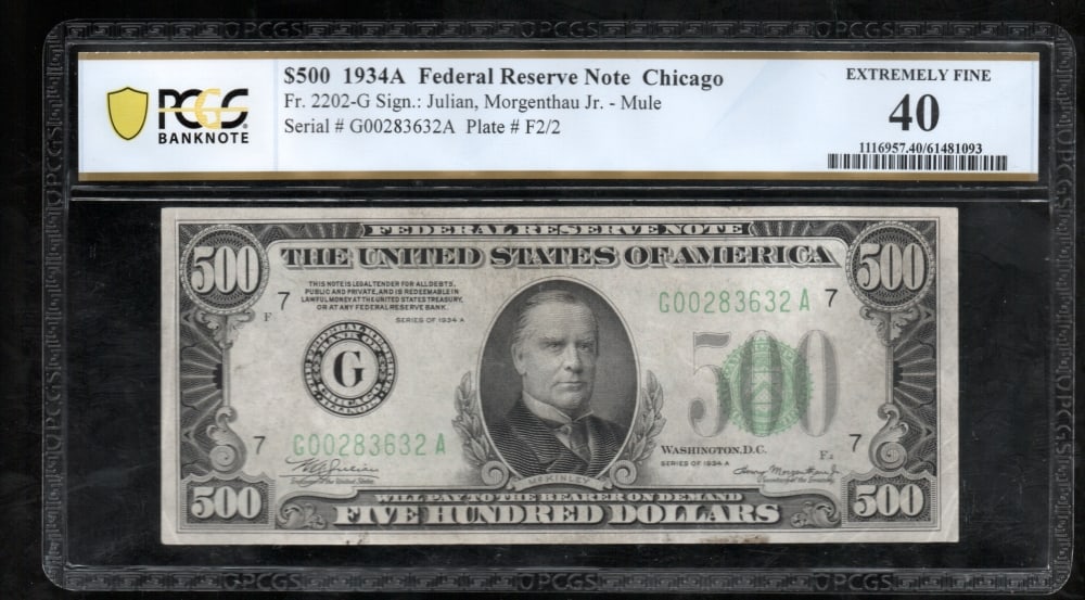 1934A $500 Chicago FRN PCGS 40 (1 of 2)