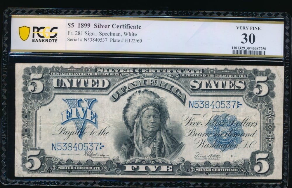 1899 $5 Chief Silver Certificate PCGS 30 (1 of 2)