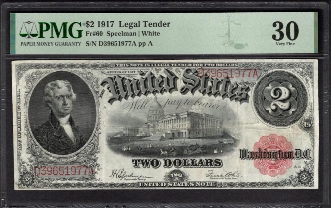 1917 $2 Legal Tender Note PMG 30 (1 of 2)