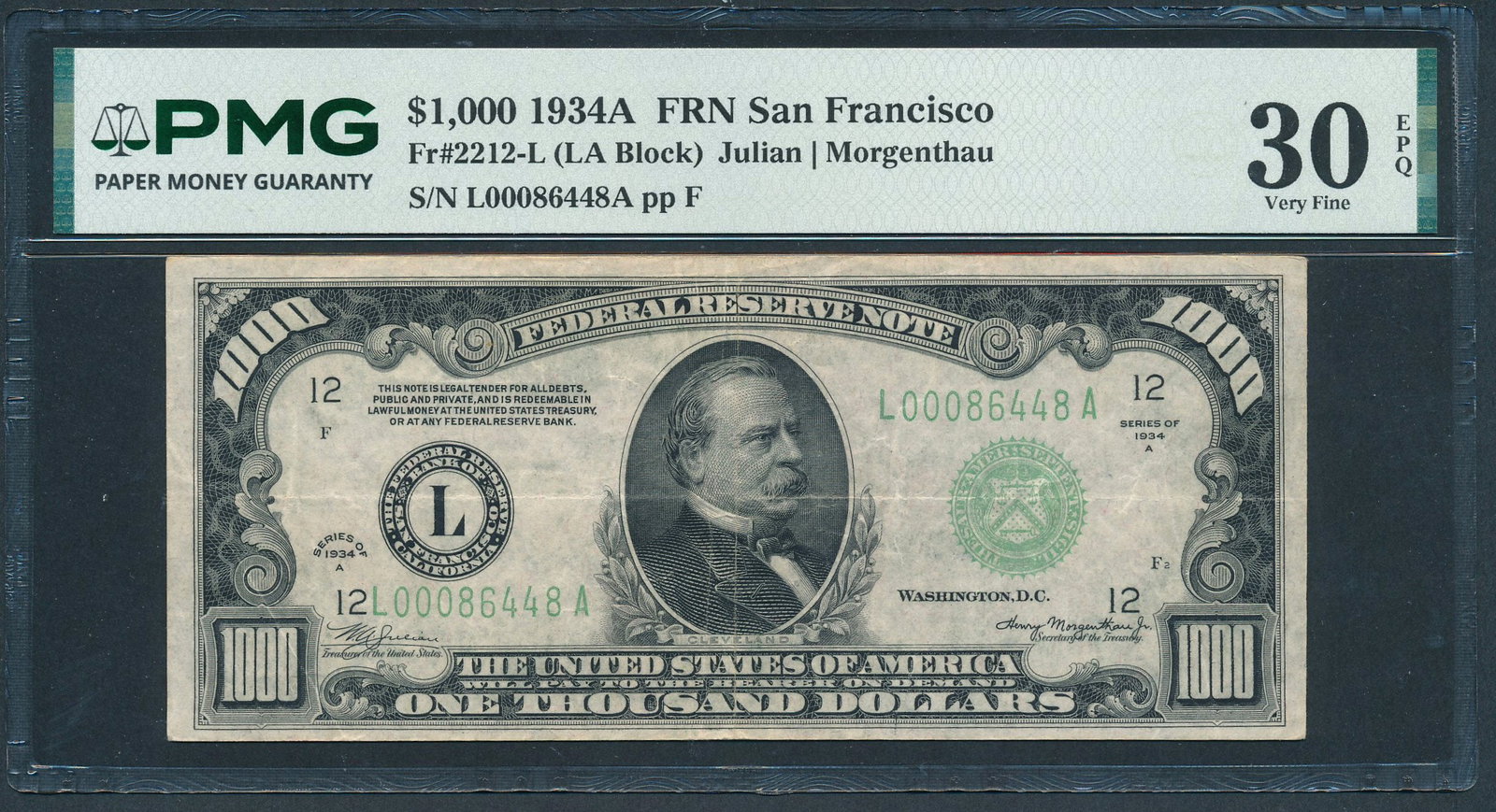 1934A $1000 San Francisco FRN PMG 30EPQ (1 of 2)